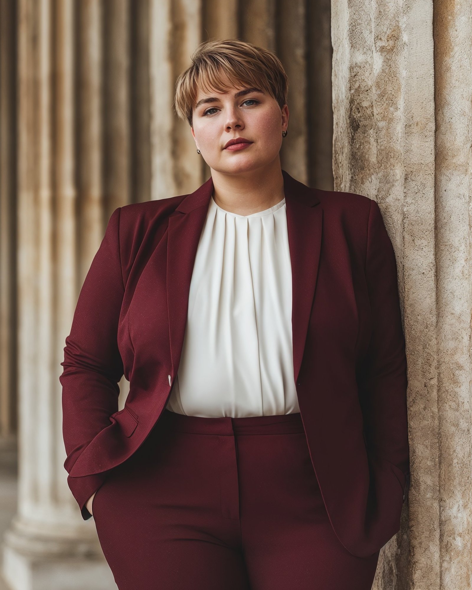 Burgundy Suit with Black Top